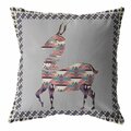 Homeroots 16 in. Boho Deer Indoor & Outdoor Throw Pillow Purple & Cream 412233